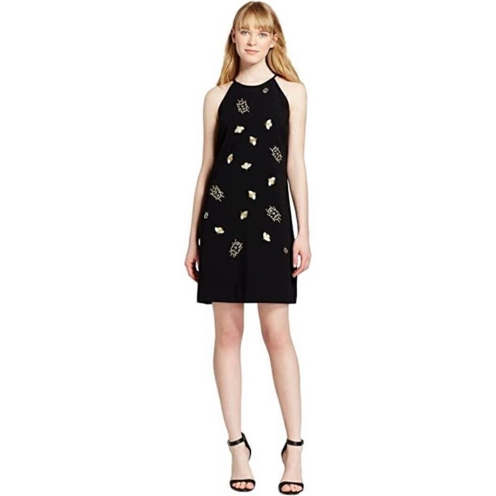Victoria Beckham for Target Black Mini Dress with Gold Embellishments